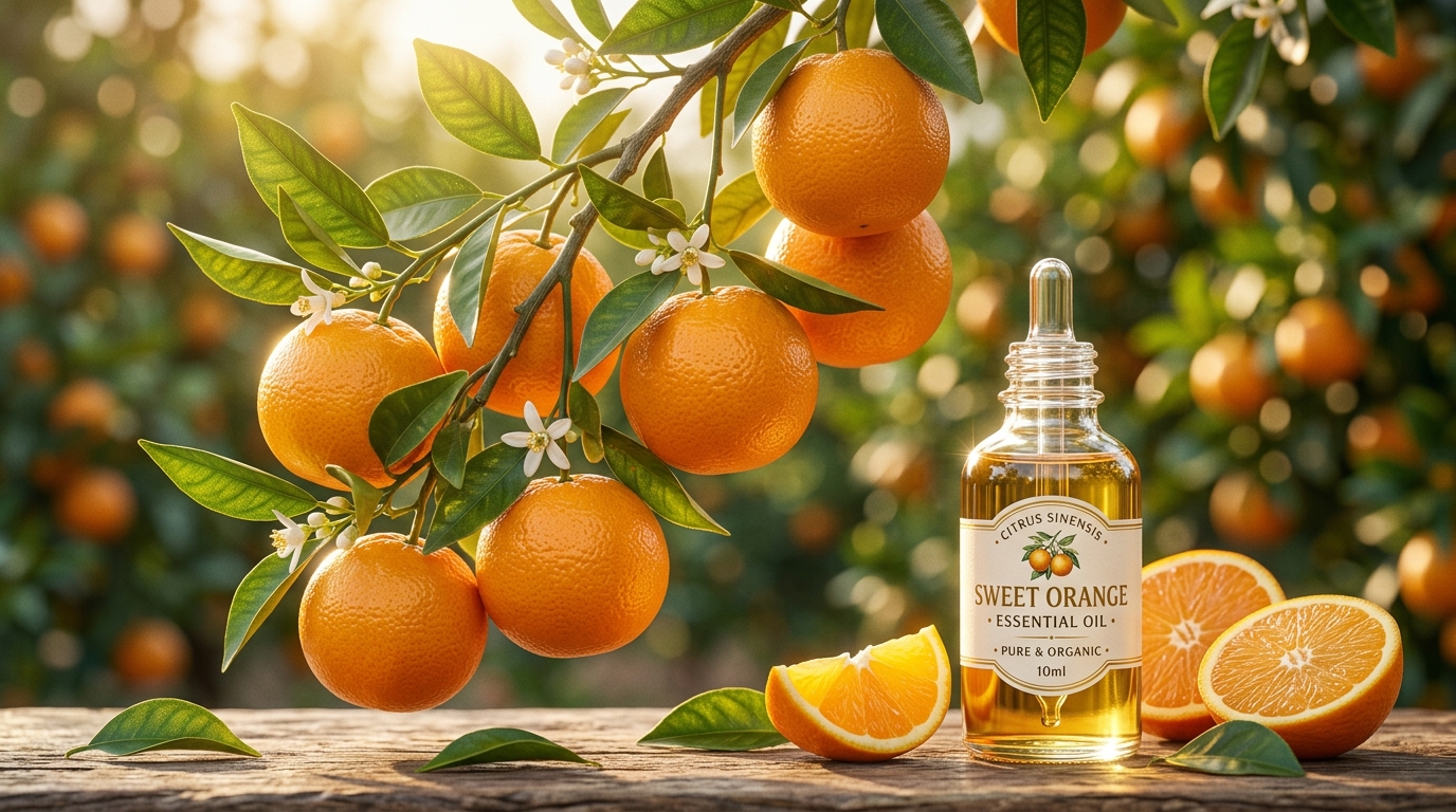 【精油図鑑】スイートオレンジ（Citrus sinensis）：学名・抽出部位・d-リモネン科学と「太陽・木星」の幸福エネルギー完全ガイド